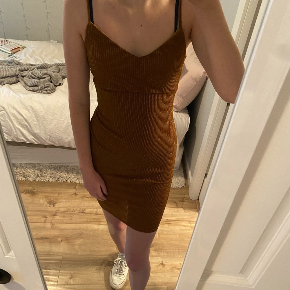 Gold mini dress